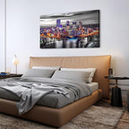 Extra Large Pittsburgh Wall Art Black and White Cityscape Wall Decor Modern Night City Skyline Picture Office Decor Pennsylvania Skyscrapers Canvas Prints for Bedroom Living Room Decoration 30x60"