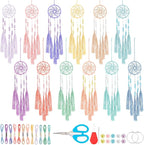 INFUNLY 12PCS DIY Boho Mini Dream Catcher Kit Rainbow Color Small Dream Catcher Kit for Starters Handmade Dreamcatchers with Instruction Wall Hanging Ornament for Home Bedroom Christmas Craft Gift