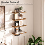 HOOBRO Floating Shelves, 15 Inch Wall Shelf Set of 2, Wall Mounted Storage Shelves 2-Tier, Hanging Bathroom Shelves, for Living Room, Bedroom, Bathroom, Kitchen, Rustic Brown and Black BF32BJ01G1