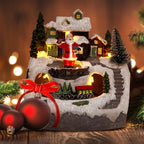 Christmas Village Snow Globe Decorations Resin Building Figurines Revolving Train Christmas Collectible Buildings 8 Music for Vintage Xmas Gift Christmas Decoration Santa Clau