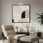 Framed Square Neutral Abstract Room Decor Wall Art, Minimalist Beige Geometric Canvas Artwork for Walls, Mid Century Modern Arch Painting Print for Living Room Bedroom Hallway Wall Decor, 24x24 Inch