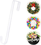 15'' Wreath Hangers for Front Door,Clear Wreath Door Hanger Hook Non Scratch Wreath Hanger,1 Pack Sturdy Over The Door Hooks for Hanging Large Christmas Easter Wreath Welcome Sign for Front Door