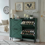 Shoe Storage Cabinet,Farmhouse Shoe Organizer with 4 Flip Drawers & Barn Door Design,Freestanding Hidden Slim Narrow Shoe Rack Cabinet for Entryway,Foyer,Hallway,Green
