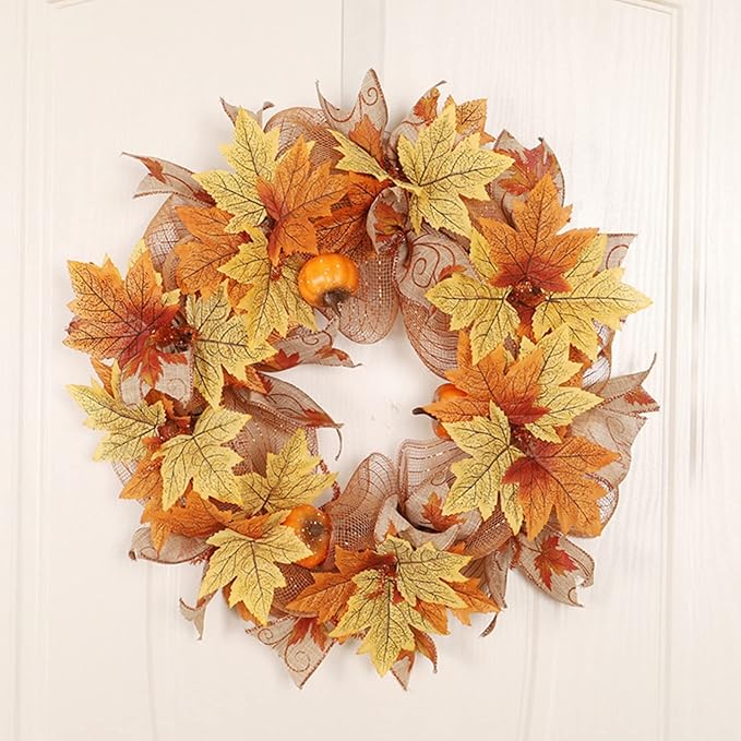 Ochine Fall Harvest Swag - Artificial Fall Wreath & Teardrop Swag Decorative for Thanksgiving, Halloween & Autumn Decor