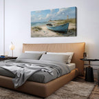 Beach Wall Art Coastal Wall Decor Nautical Ocean Canvas Picture Nature Boat Seagull Seascape Prints Artwork Bathroom Decor Rustic Seaside Scenery Painting Living Room Bedroom Home Decoration 24x48"