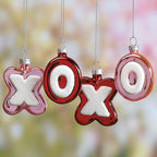 Lillian Vernon XOXO Valentines Ornaments -, 12-Piece Set, Blown Glass, Handcrafted Hanging Tree Decorations, Valentine's Day Holiday & Party Decor, Red & Pink Design