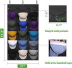 Dofilachy Hat Rack - Hat Organizer - Hat Racks for Baseball Caps, Visible Hat Holder - Baseball Hat Rack for Wall Door with 3 Hooks, 18 Deep Pockets(Black, medium)