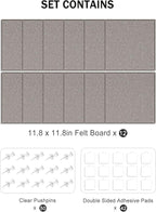 Hsurbtra Large Cork Board for Wall 47 x 36 Inch, 12 Pack Felt Bulletin Notice Board with Pushpins for Office Home School Farmhouse Wall Decor, Khaki