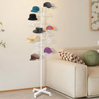 Montex Hat Rack Stand 15 Hooks, Hat Display Stand Metal, Hat Display for Stores, 15 Customizable Circular Hooks (White)