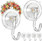 6 Pcs Suction Cup Wreath Hangers for Front Door, Removable Clear Wreath Hooks for Glass Door, Window, Tile Wall, Heavy Duty No-Damage Holiday Decor Hangers for Easter, Halloween, Christmas