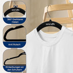 SereneLife Premium Non-Slip Velvet Hangers-Space Saving Heavy Duty Slim Suit Clothes Hanger Set with 360 Degree Swivel Metal Hook,Can Hold Up to 10 Lbs.for Coats, Jackets,Pants & Dress (50-Pack),Black