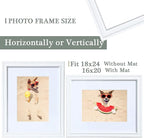 18x24 Picture Frame White Matted to 16x20 Photo, Oak Wooden Frame 18 x 24 photo for Wall, Minimalist Wood Poster Frame18 by 24 with Real Glass 18"x24"Art Frame for Home Decor Gifts