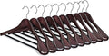SONGMICS Extra Wide Wooden Suit Hangers, Set of 10 Clothes Hangers, Swivel Hooks, Non-Slip Bars, for Outfits, Suits, Coats, Shirts, Dresses, Mahogany UCRW050MZ01