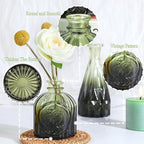 Green Glass Bud Vases Set of 12, Mini Flower Vase for Centerpieces, Small Glass Vases in Bulk for Wedding Decorations, Vintage Vase for Bridal Shower, Party, Recepetion, Home Table Décor