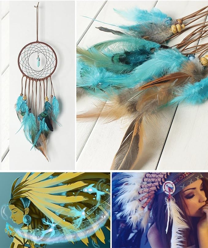 MEXIDAWN 3 Pack DIY Feather Dream Catcher Kits Turquoise Wall Hanging Boho Decor Handmade Dream Catcher for Adults