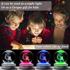 Movdyka 3D Crystal Ball Moon & Fairy Statue Decor Gifts for Women Girls with Colorful LED Base, 3D Laser Fairy Snow Globe Home Decor Crafts - 3.15"/8CM