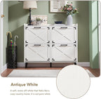 Shoe Storage Cabinet,Farmhouse Shoe Organizer with 4 Flip Drawers & Barn Door Design,Freestanding Hidden Slim Narrow Shoe Rack Cabinet for Entryway,Foyer,Hallway,Antique White