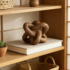 DOVDOV Wood-Toned Knot Sculpture, Triple-Knot Statue, Wood-Toned Home Decor, Ideal for accenting Rustic-Style Coffee Tables, Living Room TV Stands, Dining Tables, and entryway Shelving.