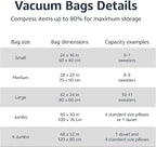 Amazon Basics Vacuum Storage Bags for Blankets, Vacuum Compression Space Saving Storage Bags with Hand Pump for Clothes Packing, X-Jumbo, 4-Pack