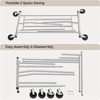 Yaheetech Rolling Clothes Rack, Clothing Racks for Hanging Clothes Portable Clothes Rack, Heavy Duty Clothes Rack with Extendable Hanging Rod,Chromed, Silver