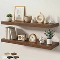 Floating Shelves for Wall 40 in x 9.3 in Deep, Wall Mounted Rustic Wood Shelf with Invisible Brackets for Storage & Display, Living Room Bedroom Bathroom, Walnut, 2 Pack