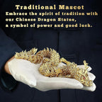 LIYAOLI Golden 3D Articulated Dragon 2024 Chinese Statue - 15 Inch Brass Gold Luck Dragon for Home Office Desk Decoration With Red Gemstone Bead