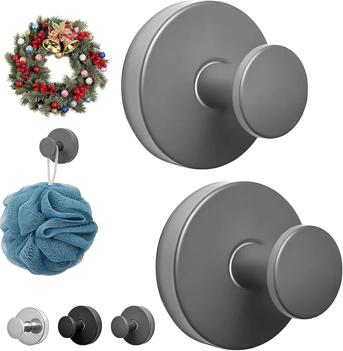 Wreath Hangers for Front Door Metal Suction Cup Hooks 2 Pack Removable Towel Hooks for Bathrooms Cup Hooks for Glass Window