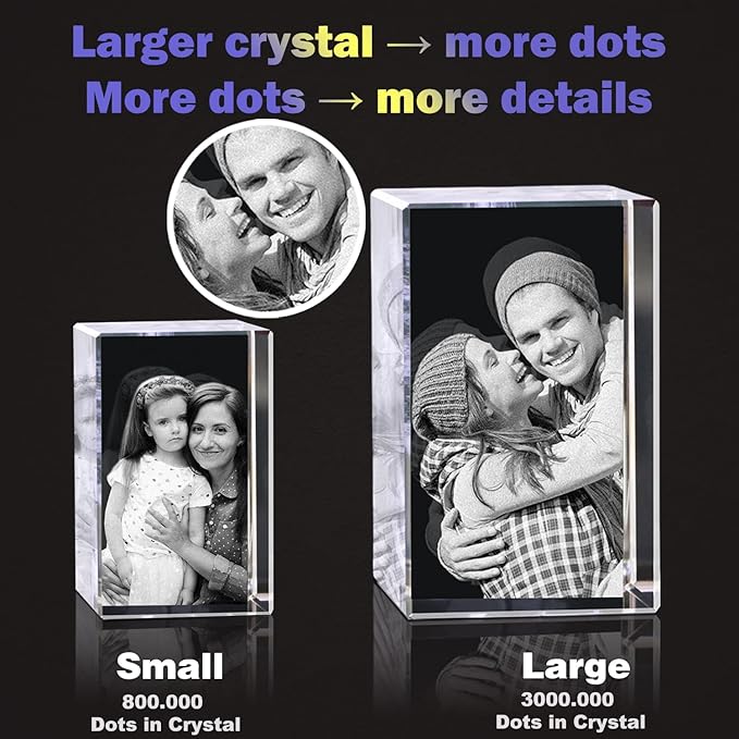 3D Photo Crystal,Personalized Gift for Dad Husband Grandpa,Custom Anniversary,Birthday,Memorial,Couples Gifts,Custom 3D Picture in Crystal