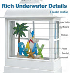 Tropical Beach Vacation Themed Snow Globe Lantern with Music - USB or Battery Powered Light Up Water Lantern with Surfboard Swirling Glitter Water Globe Costal Ocean Decor (Coconut Tree)