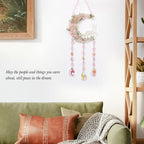 Fairy Pink Forest Deer Crystals Dream Catchers Christmas Gemstone Sun Catcher with Star&Flowers Ornament Handmade Dreamcatcher Wall Decor for Adults Boys Girls Bedroom Wedding Garden Bless Gift