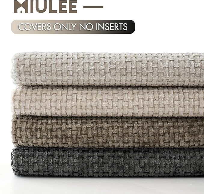 MIULEE Pack of 4 Couch Throw Pillow Covers 12x20 Inch Neutral Soft Decorative Chenille Pillow Covers Farmhouse Boho Accent Cushion Covers for Mid Century Modern Spring Decor Sofa Bedroom Living Room