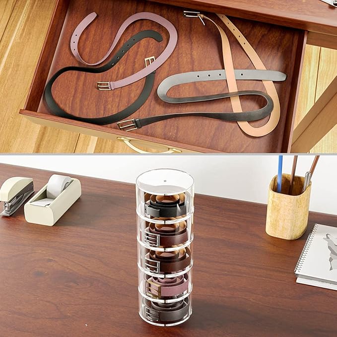 NIUBEE Belt Organizer, Acrylic 3 Layers Belt Case Storage Holder and Display for Accessories Like Jewelry,Watch,Bracelets