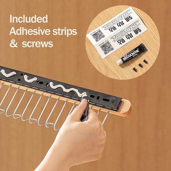 Pull Out Bra Hanger for Closet, Sliding Hooks Rack for Belt Ties Tank Top Scarf Jewelry, Space Saving Organizr for Wardrobe Cabinet, Right Side 12 Hooks Rail, 2 Pcs