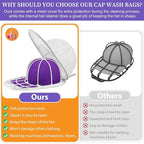 2 Pack Hat Washer for Washing Machine, Cap Washing Protector Holder Fit for Adult and Kid's Ball Caps