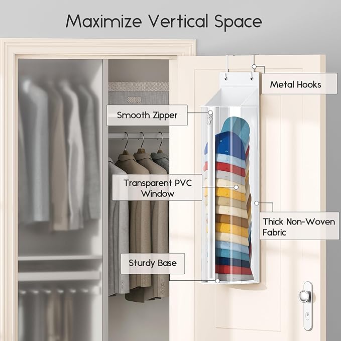 Hat Rack for Door and Closet – Large Capacity Hanging Hat Rack Organizer Holds 30-35 Caps, Over the Door Hat Storage Organizer for Bedroom, Entrance or Dorm, 2 Pack, White