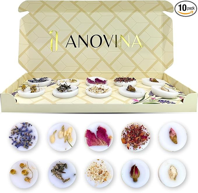 Anovina Wax Melts Gift Set –Strong Scented Soy Wax Melt Natural Plant Based Candle Melts Highly Scented Valentines Day Gifts for Women, Wife, mom and Girlfriend