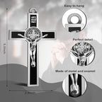 XIPENGKEJI Black Metal Enamel Crucifix,Christian Cross For Wall,Christ Inspirational Home Decor,Jesus Cross For Wall,Jesus Art Decor,Christian Gifts-5Inch X 2.9Inch