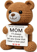 WELLBANEE Birthday Gift for Mom from Daughter, Cute Crochet Bear, Thoughtful Present for Mother, Mama, Mommy, Women, Small Emotional Keepsake for Home, Bedroom, Kitchen Shelf