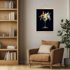Martini Girl Wall Art, Vintage Glam Cocktail Poster, Retro Fashion Woman in Martini Glass Canvas Print, Chic Bar Lounge Wall Decor for Dining Room Kitchen or Home Office 14x18.5 Inch (Black-Woman04)