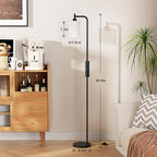 Ziisee Floor Lamps for Living Room - Standing Lamp with Remote Control Glass Shade, Modern Floor Lamp with LED Bulbs, Bright Industrial Floor Lamp for Bedroom, Black Tall Lamp for Office