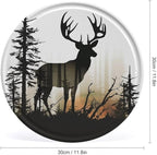 Wall Picture, with Deer Silhouette Printed Circular Iron Hanging Picture,Wall Art Decor,Home for Bedroom Living Room Bathroom Decor,Iron Painting 11.8X11.8 in