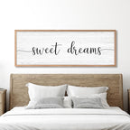 Sweet Dreams Wall Decor Above Bed 41.3''×15'' Large Farmhouse Wall Decor for Bedroom Guest Room Decor Framed Wood Wall Art Rustic Master Bedroom Wall Decoration (brown frame)