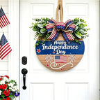 4th of July Wreaths Decorations for Front Door with Large Bow, USA 250th Anniversary Merchandise, Independence Day & Summer Patriotic Decorations for Garden & Patio (Color-Day)