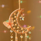 Artilady Dream Catcher for Girls - Pink Butterfly Small Moon Dream Catchers with Crystals Cute Room Decor for Teen Girls Boys Boho Bedroom Wall Home Decorations Birthday Christmas Kids Gifts