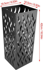 Umbrella Organizer, Multifunctional Umbrella Holder, Hollow Pattern Design Square Shape Umbrella Stand Rack, Metal Umbrella Basket Holder Stand for Home Hotel (Black)