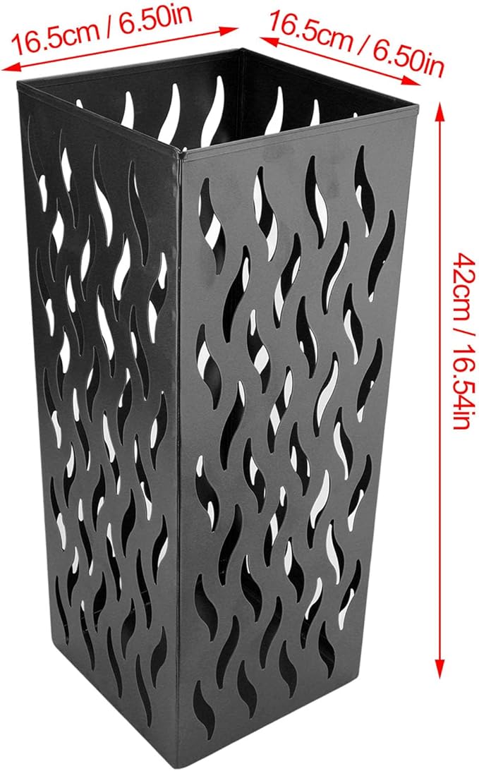 Tyenaza Metal Umbrella Holder, Round Proof Umbrella Storage Organizer Hollow Copper Pattern Umbrella Organizer Bin Umbrella Stand for Home Hotel (Black)