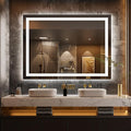 LOAAO 52"x36" LED Bathroom Mirror with Lights, Anti-Fog, Dimmable, Backlit + Front Lit, Lighted Bathroom Vanity Mirror for Wall, Memory Function