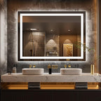 LOAAO 58"x40" LED Bathroom Mirror with Lights, Anti-Fog, Dimmable, Backlit + Front Lit, Lighted Bathroom Vanity Mirror for Wall, Memory Function