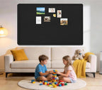 Large Bulletin Board - 72 X 48 inches Cork Board with 30 Pushpin, 6' x 4' Felt Cork Board Notice Pin Board, Self-Adhesive Vision Board Mood Board Foldable Photo Board for Wall (Black)