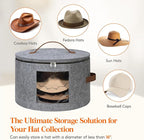 Lifewit Round Cowboy Hat Box for 7 Caps, Large Felt Hat Organizer Bag for Men&Women Storage, Baseball Cap Container with Lid for Travel, Foldable 16.5" Dx10.6 H Carrier, 37L Each, Gray 1 Pack
